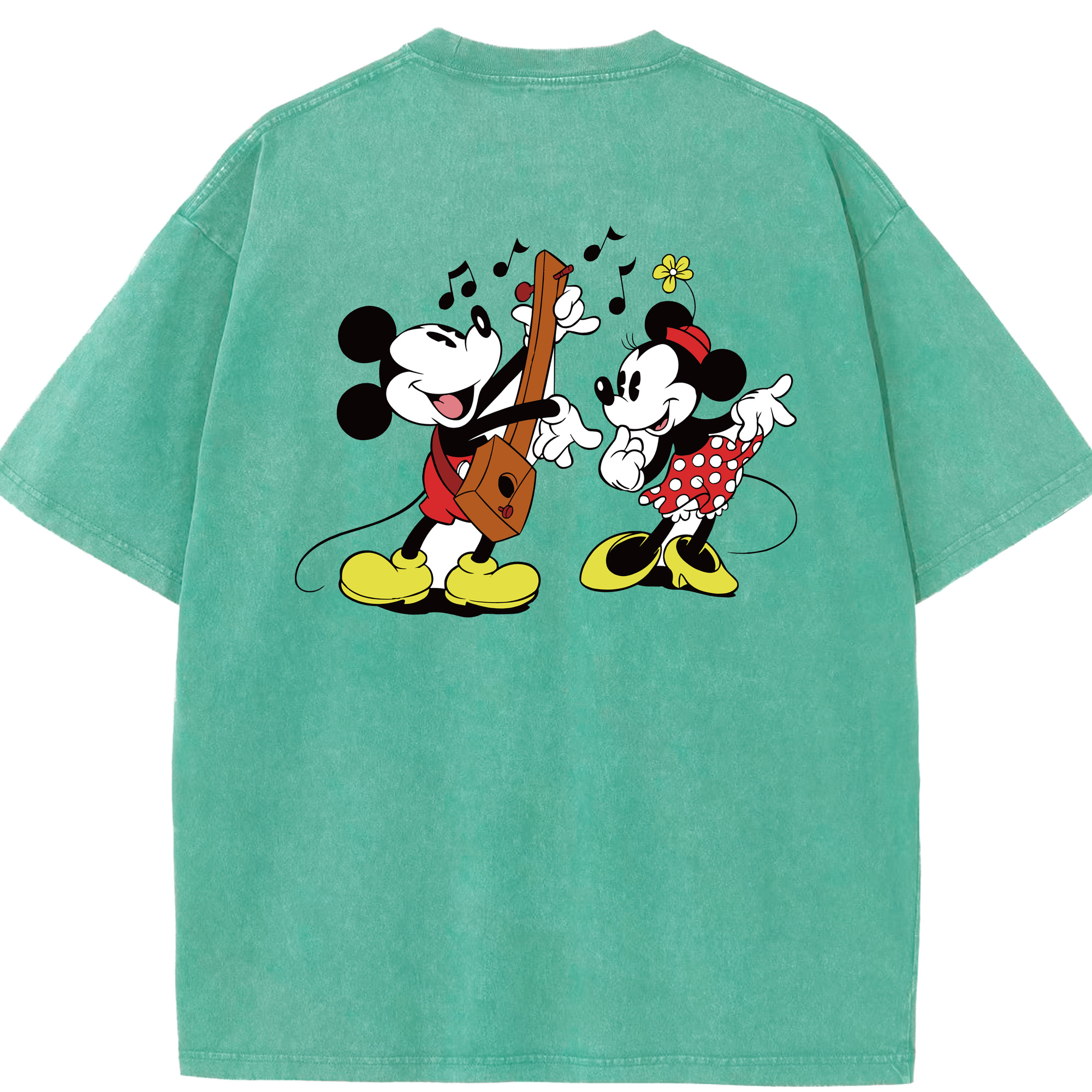 （画像用） ミッキーマウス Mickey Mouse 綿100% ヴィンテージ風 半袖Tシャツ（背面プリント）